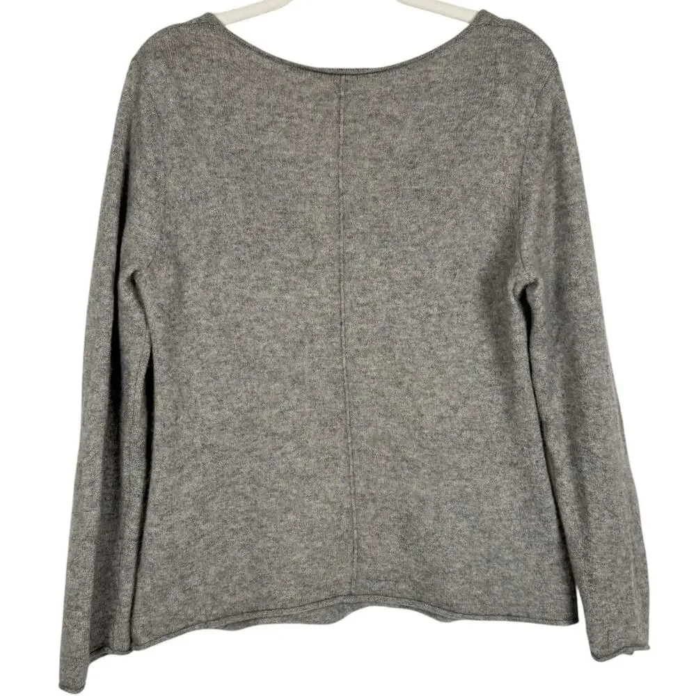 14th & Union Basic Casual 100% Cashmere V Neck Rolled Hem Knit Sweater Top Sz XL